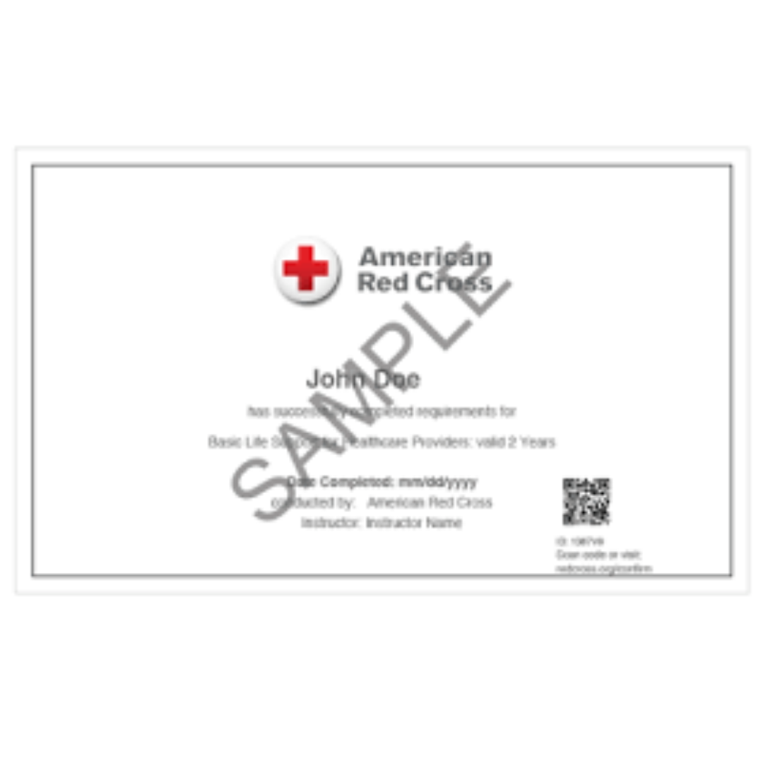 American Red Cross Digital Certificate Basic Life Support Attentive Safety